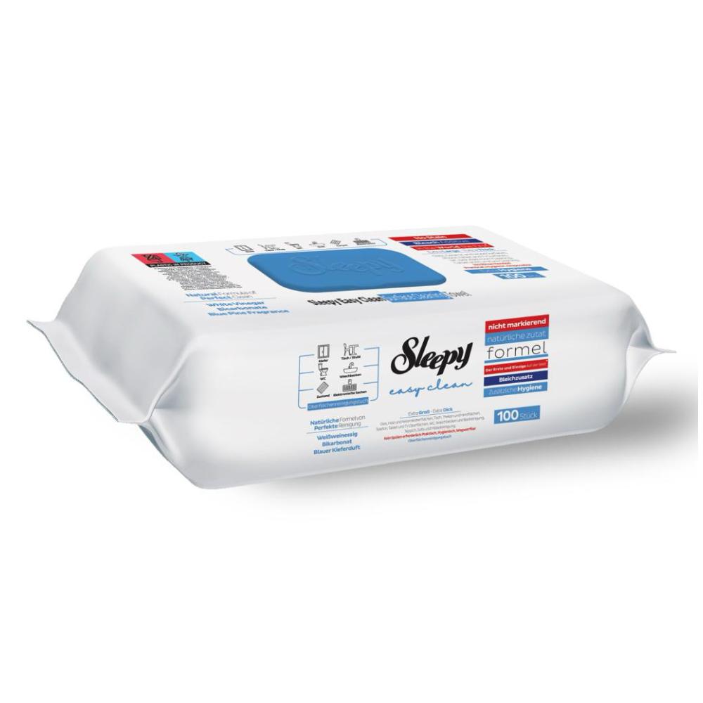 Sleepy - Easy Clean Bleichzusatz blau - Feuchte Reinigungstücher 100 Stk